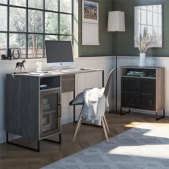 Pacer Single Pedestal Computer Desk Gray Oak - Room & Joy -Room & Joy GUEST c972cbf4 b45e 4c0b a1b5 ccd2ba4d0470