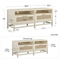 Latta TV Stand For TVs Up To 60" With Faux Rattan Ivory Oak - Room & Joy -Room & Joy GUEST ccafe14e ade0 4974 97a7 97f210cb7c28