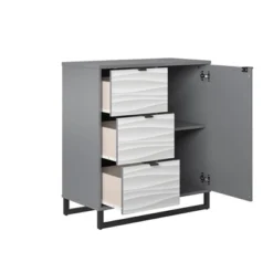 Maddock 1 Door 3 Drawer Accent Cabinet With Faux Wave Pattern Graphite - Room & Joy -Room & Joy GUEST cfea3162 f1d4 49c6 a817 525524e22c53