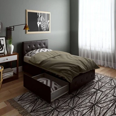 Dalia Faux Leather Upholstered Bed With Storage Black - Room & Joy 10 Dalia Faux Leather Upholstered Bed With Storage Black - Room & Joy - Image 9