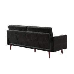 Jayce Mid-Century Modern Coil Futon Black Velvet - Room & Joy