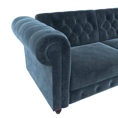 Finnley Velvet Upholstered Sofa Futon - Room & Joy 8 Finnley Velvet Upholstered Sofa Futon - Room & Joy - Image 6