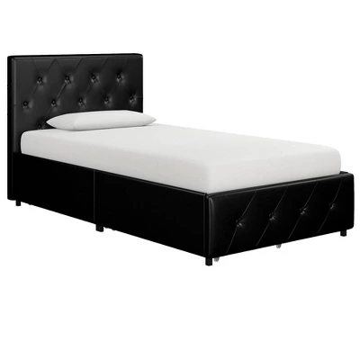 Dalia Faux Leather Upholstered Bed With Storage Black - Room & Joy 6 Dalia Faux Leather Upholstered Bed With Storage Black - Room & Joy - Image 5