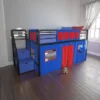 Kids' Junior Metal Loft Bed With Storage Steps And Curtain Set Black/Blue - Room & Joy -Room & Joy GUEST ed2dab73 b7af 47aa 9ab6 bc097f141a83