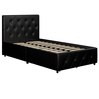 Dalia Faux Leather Upholstered Bed With Storage Black - Room & Joy 3 Dalia Faux Leather Upholstered Bed With Storage Black - Room & Joy - Image 2