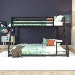 Twin/Full Max Metal Bunk Bed Black - Room & Joy -Room & Joy GUEST f9651c4e a011 41b2 bb68 2dea73a9a509
